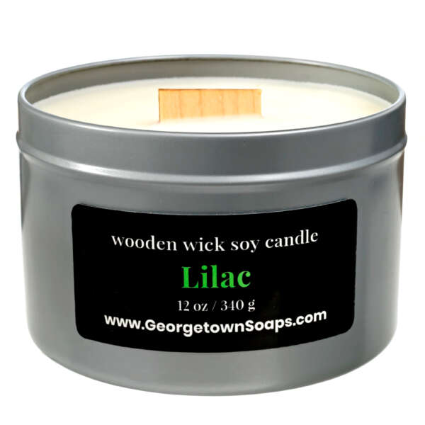 lilac wooden wick soy candle