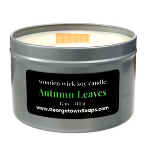 autumn leaves wooden wick soy candle